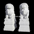 Chinese traditional outdoor life size white marble lion sculpture